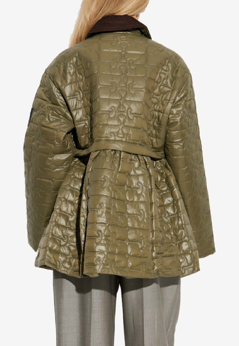 GANNI Oversized Quilted Jacket Green W0965 6905-861