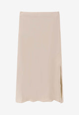 Brunello Cucinelli Satin Midi Skirt Beige M0H38G3414C9597_Beige_38415046