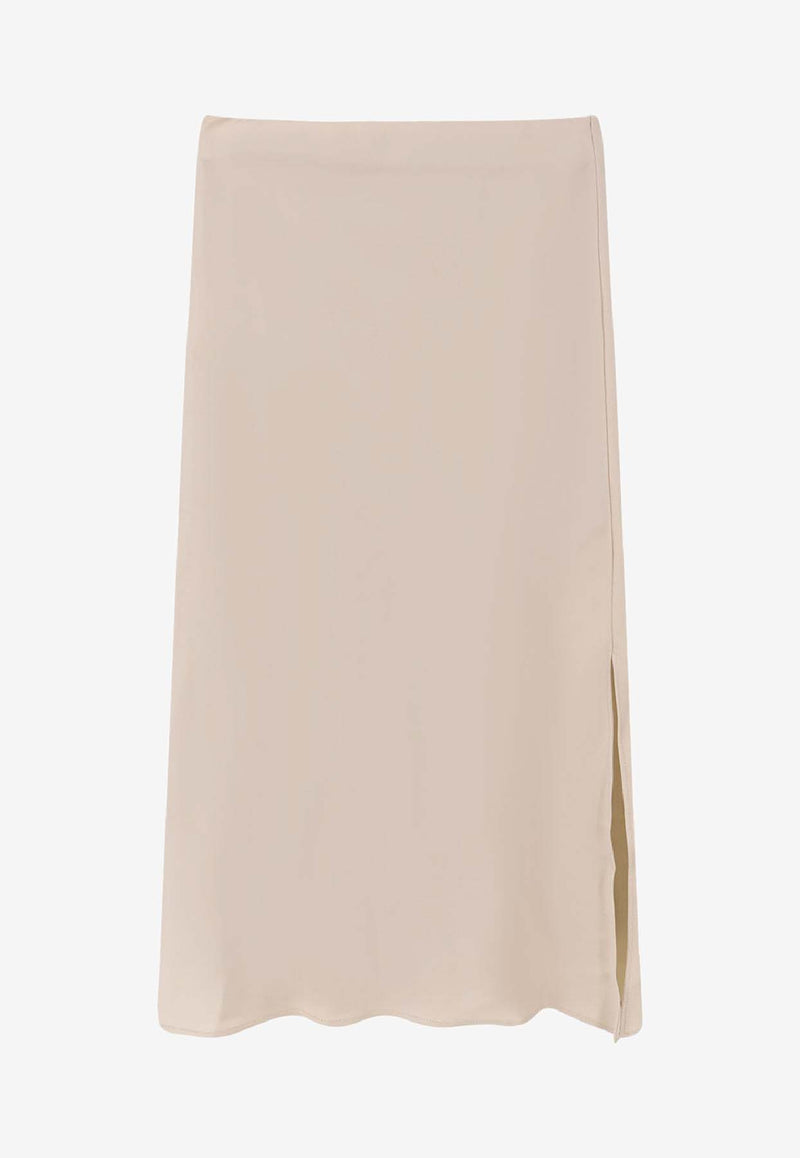 Brunello Cucinelli Satin Midi Skirt Beige M0H38G3414C9597_Beige_38415046