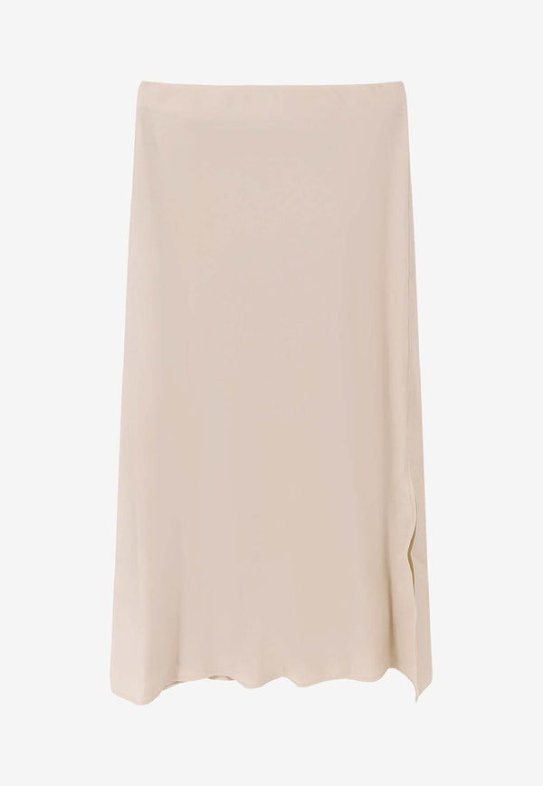 Brunello Cucinelli Satin Midi Skirt Beige M0H38G3414C9597_Beige_38415046