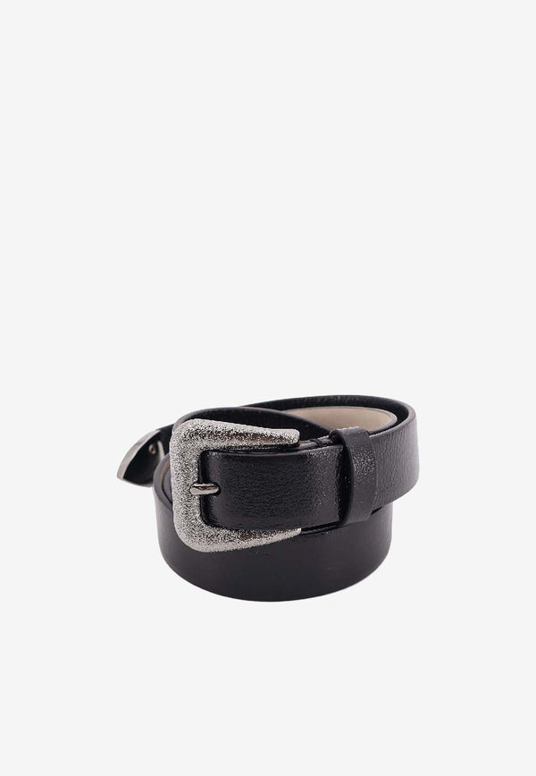 Brunello Cucinelli Buckled Leather Belt Black M0TROC266C101_Black_38336587