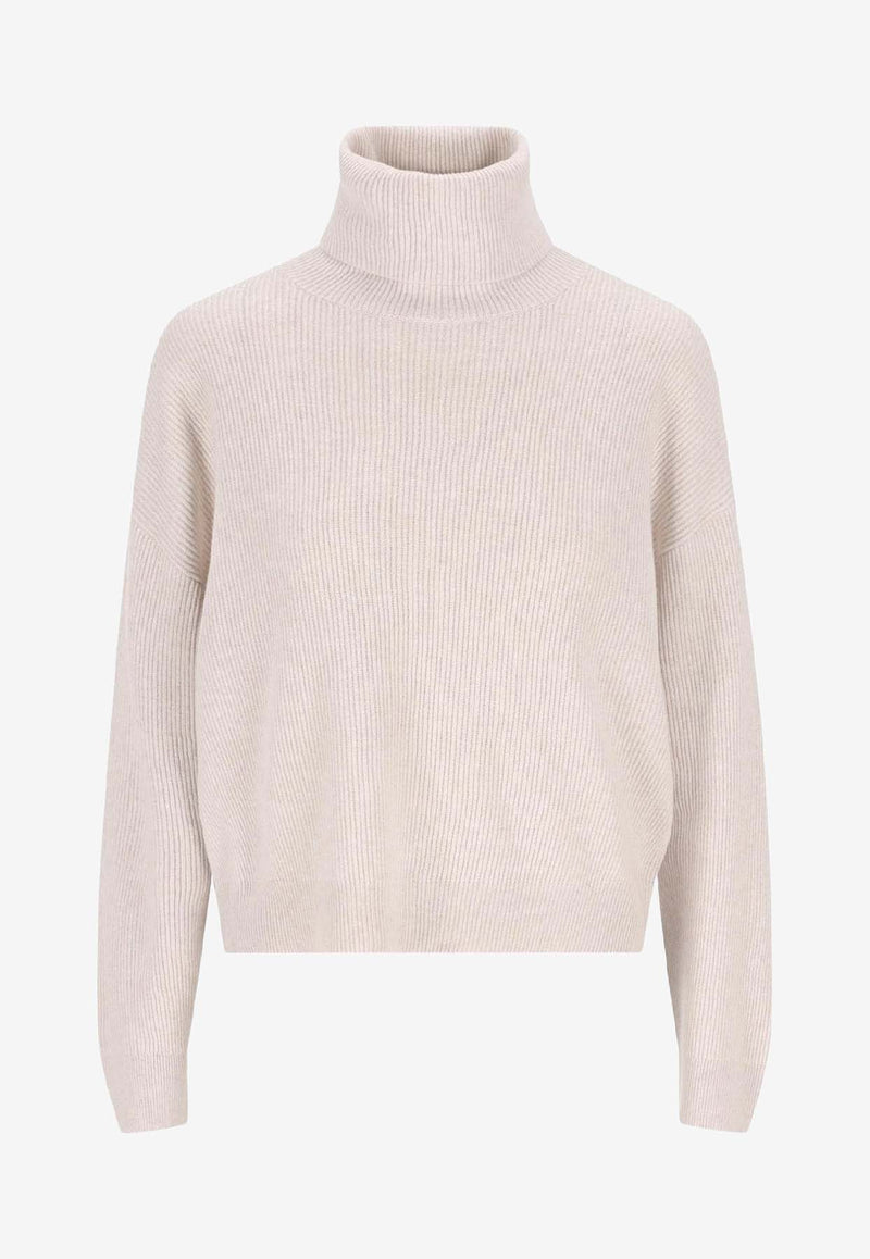 Brunello Cucinelli High-Neck Ribbed Sweater Beige  M16129313C9610_Beige freddo_38415079