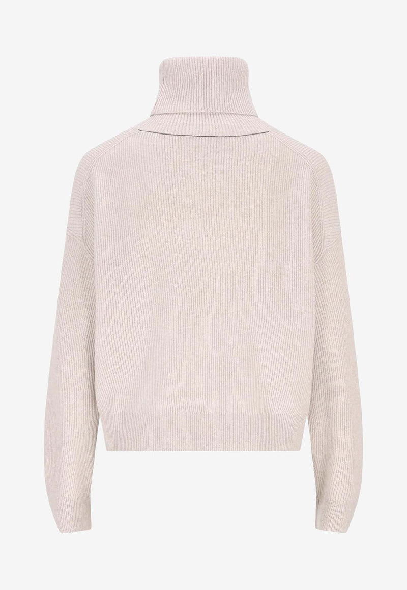 Brunello Cucinelli High-Neck Ribbed Sweater Beige  M16129313C9610_Beige freddo_38415079