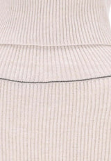 Brunello Cucinelli High-Neck Ribbed Sweater Beige  M16129313C9610_Beige freddo_38415079