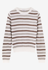 Brunello Cucinelli Striped Crewneck Sweater Multicolor M19251500COT75_Beige_38415069