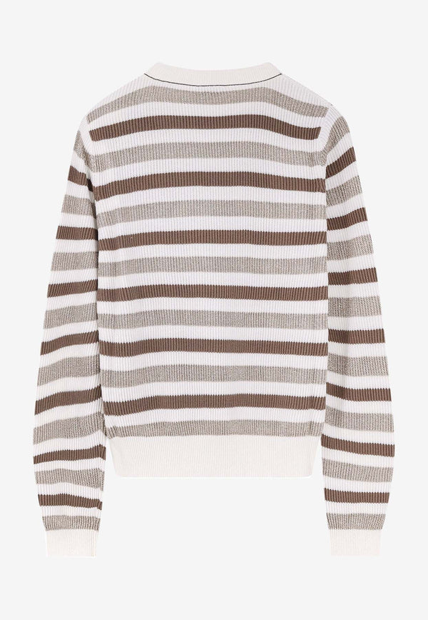 Brunello Cucinelli Striped Crewneck Sweater Multicolor M19251500COT75_Beige_38415069