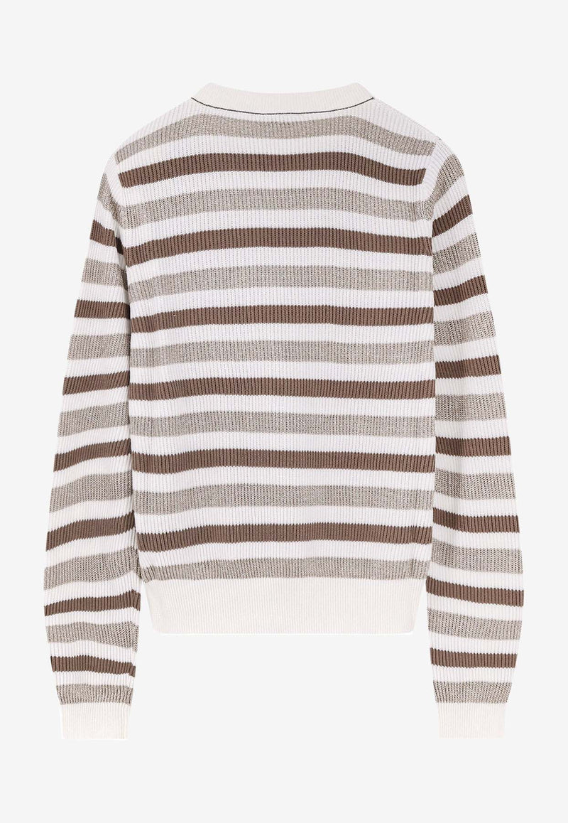 Brunello Cucinelli Striped Crewneck Sweater Multicolor M19251500COT75_Beige_38415069