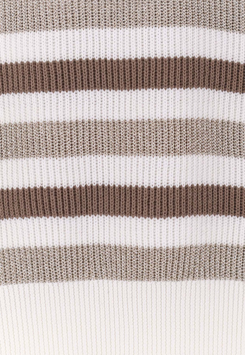 Brunello Cucinelli Striped Crewneck Sweater Multicolor M19251500COT75_Beige_38415069
