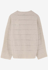 Brunello Cucinelli Striped Cashmere-Blend Sweater Beige MBM738200C509_BURRO_38415186