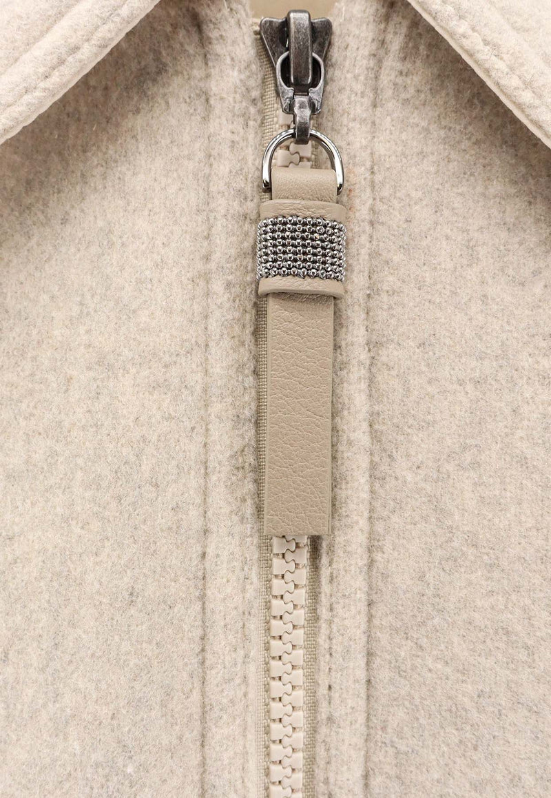 Brunello Cucinelli Cashmere-Blend Zip-Up Jacket Beige  MG5217749C001_Beige freddo_38415181