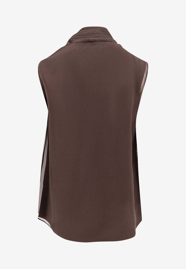 Brunello Cucinelli Silk Tied Blouse Brown MF940ED804C4222_Brown_38332502