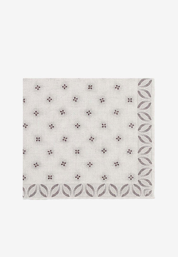 Brunello Cucinelli Printed Silk Scarf White MI8720091CHS42_White_38332495