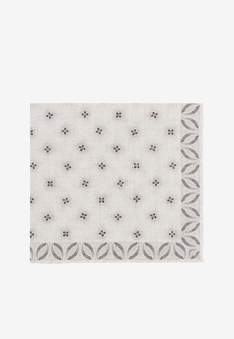 Brunello Cucinelli Printed Silk Scarf White MI8720091CHS42_White_38332495