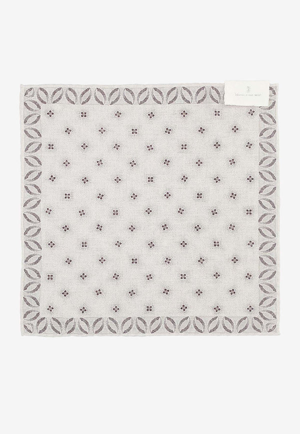 Brunello Cucinelli Printed Silk Scarf White MI8720091CHS42_White_38332495
