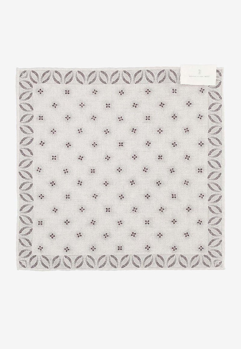 Brunello Cucinelli Printed Silk Scarf White MI8720091CHS42_White_38332495