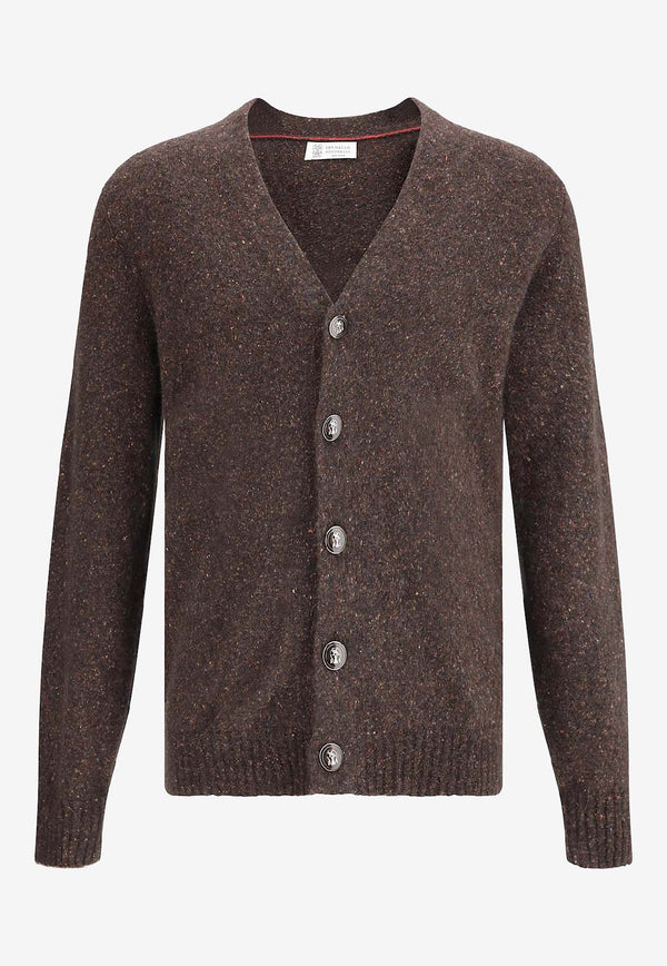 Brunello Cucinelli V-neck Wool-Blend Cardigan Brown MOH709206CAX81_Brown_38415048