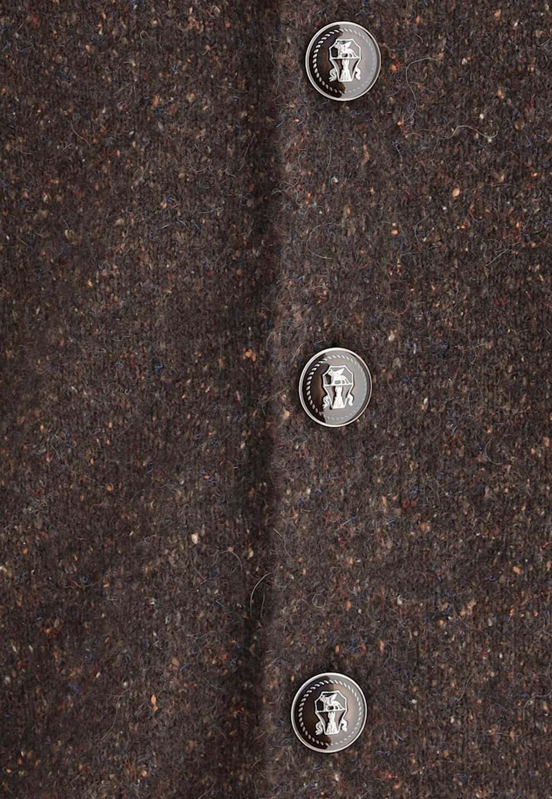 Brunello Cucinelli V-neck Wool-Blend Cardigan Brown MOH709206CAX81_Brown_38415048