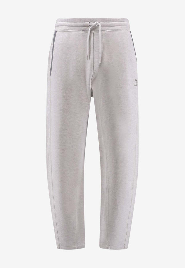 Brunello Cucinelli Logo Print Track Pants Gray MM8433102GC110_Grey_38415081
