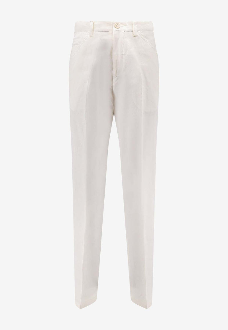 Brunello Cucinelli Logo Straight-Leg Pants White MP665H0660C020_PANAMA_38415061