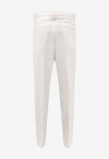 Brunello Cucinelli Logo Straight-Leg Pants White MP665H0660C020_PANAMA_38415061