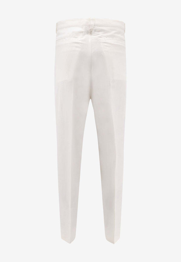 Brunello Cucinelli Logo Straight-Leg Pants White MP665H0660C020_PANAMA_38415061