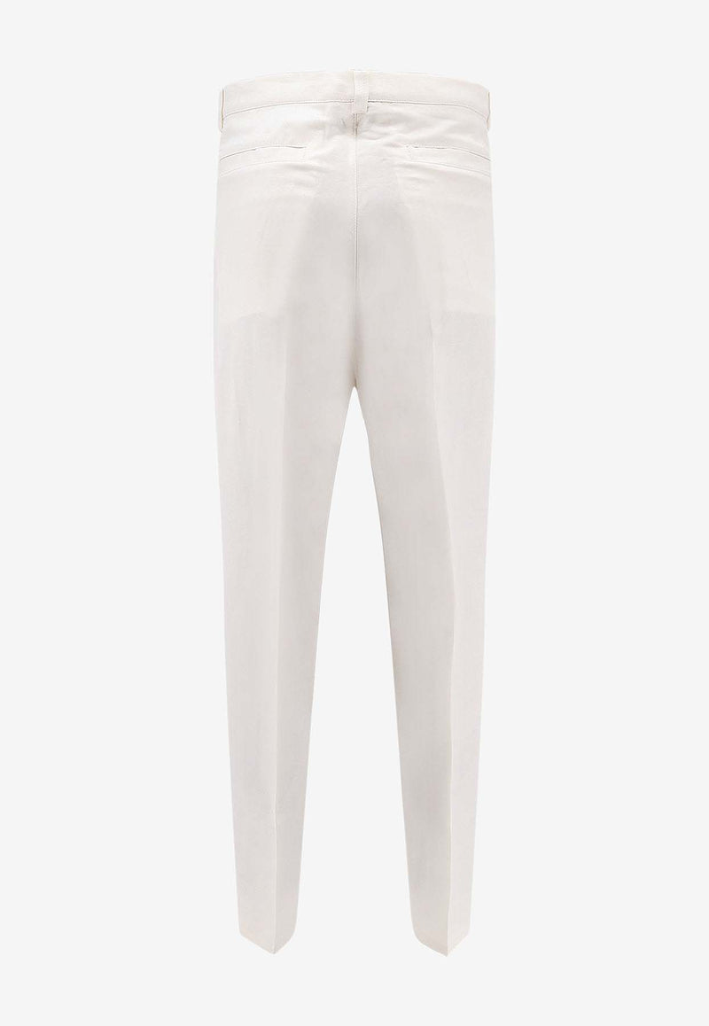 Brunello Cucinelli Logo Straight-Leg Pants White MP665H0660C020_PANAMA_38415061
