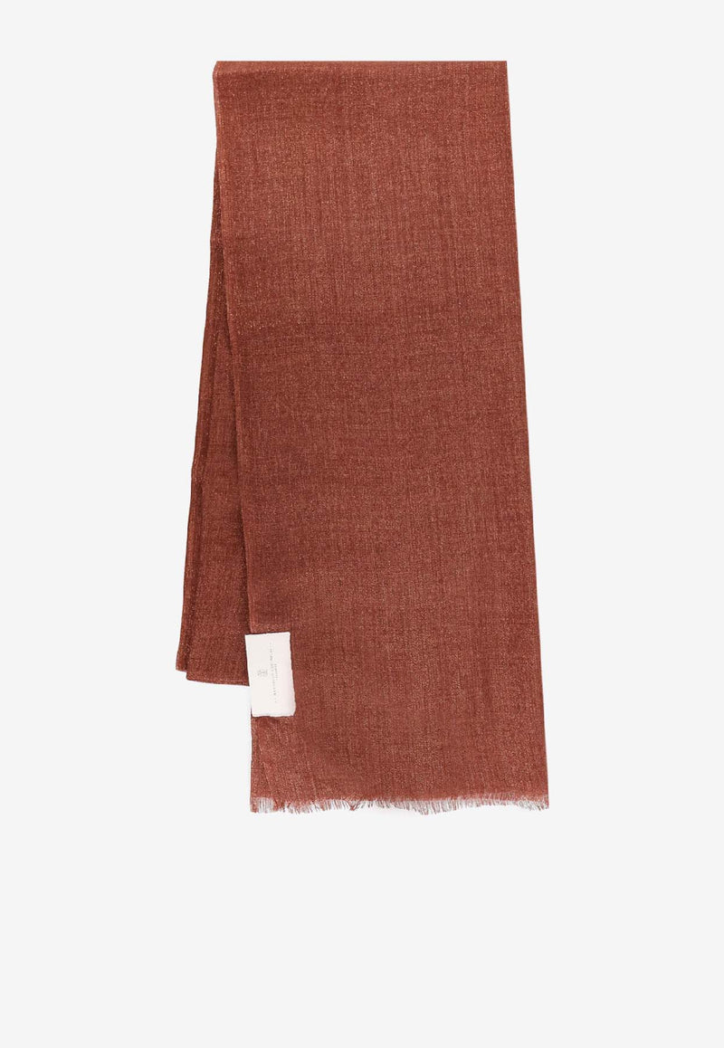 Brunello Cucinelli Cashmere-Blend Fringed Scarf Brown MSCDAR097C4182_Firebirck_38415053