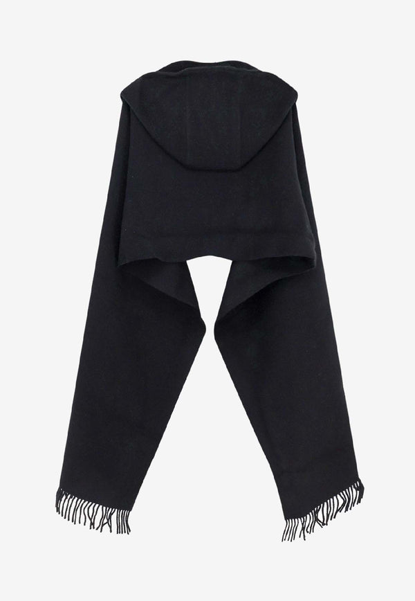 Brunello Cucinelli Fringed Hooded Scarf Black MSCDAGW83C101_Black_38415072
