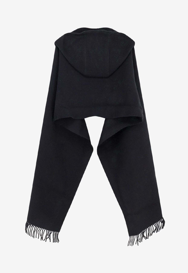 Brunello Cucinelli Fringed Hooded Scarf Black MSCDAGW83C101_Black_38415072