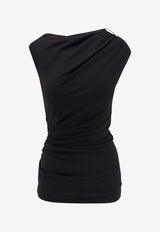 Brunello Cucinelli Monili Embellished Draped Top Black MP929ED518C101_Black_38415163