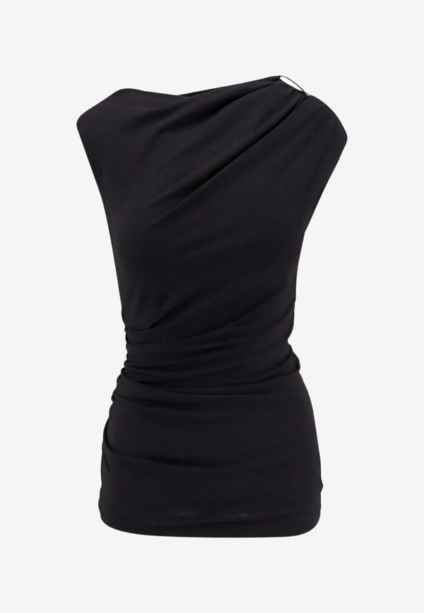 Brunello Cucinelli Monili Embellished Draped Top Black MP929ED518C101_Black_38415163