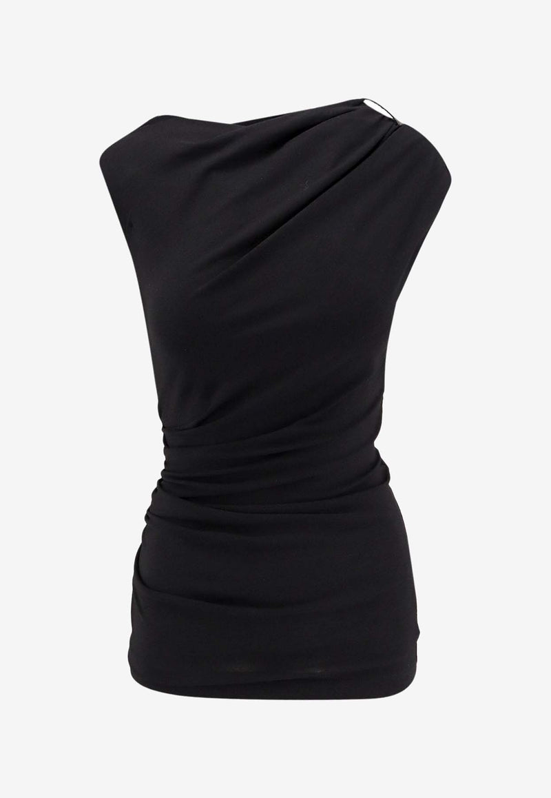 Brunello Cucinelli Monili Embellished Draped Top Black MP929ED518C101_Black_38415163