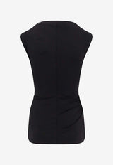 Brunello Cucinelli Monili Embellished Draped Top Black MP929ED518C101_Black_38415163