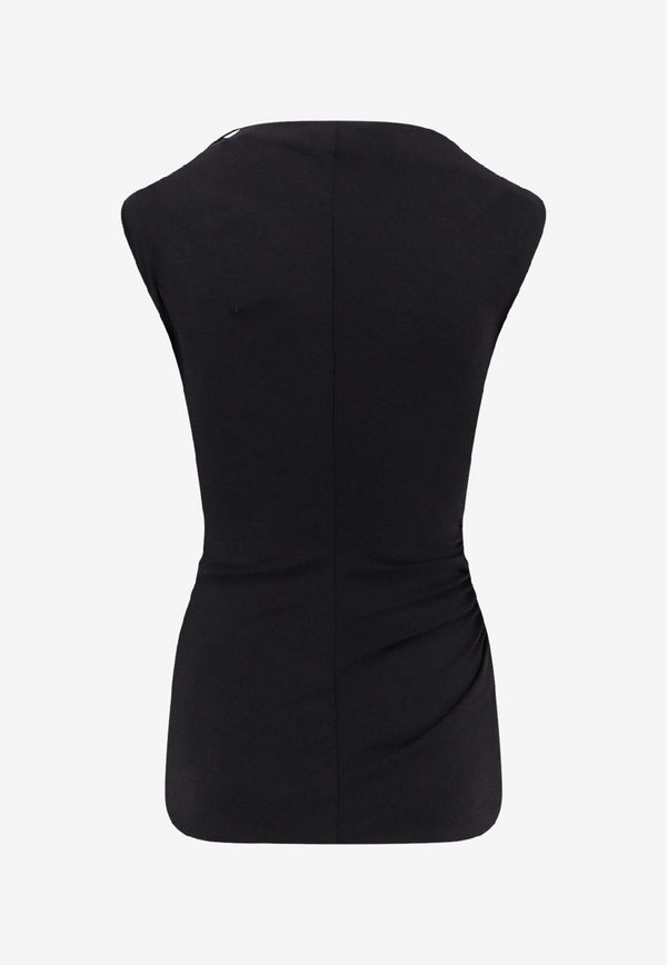 Brunello Cucinelli Monili Embellished Draped Top Black MP929ED518C101_Black_38415163