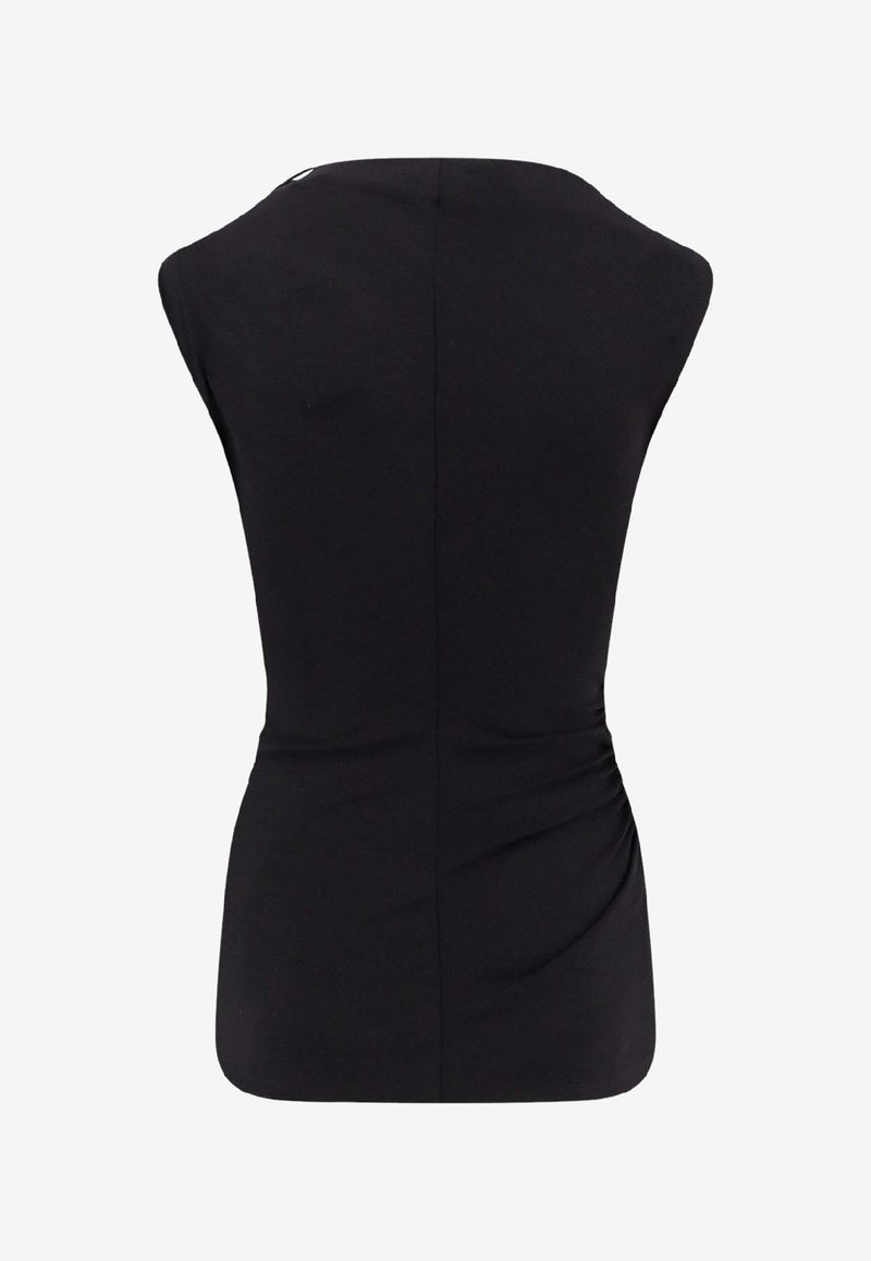 Brunello Cucinelli Monili Embellished Draped Top Black MP929ED518C101_Black_38415163