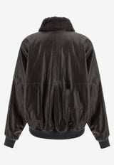 Brunello Cucinelli Aviator Leather Bomber Jacket Brown MPPAH7747C4192_Brown_38415059