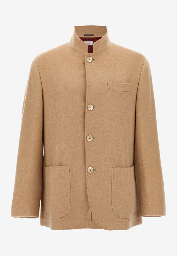 Brunello Cucinelli Cashmere-Blend Buttoned Coat Beige MQ4116265C001_BLUNAVY_38415164