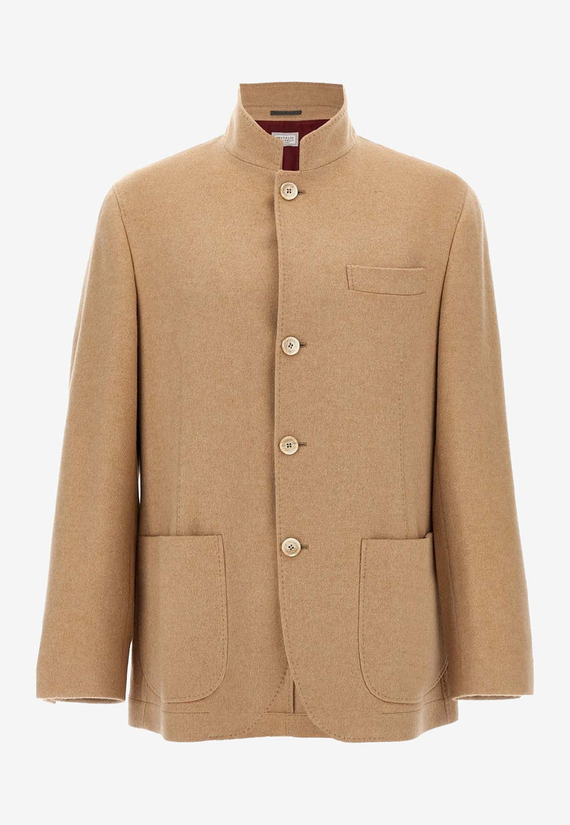 Brunello Cucinelli Cashmere-Blend Buttoned Coat Beige MQ4116265C001_BLUNAVY_38415164