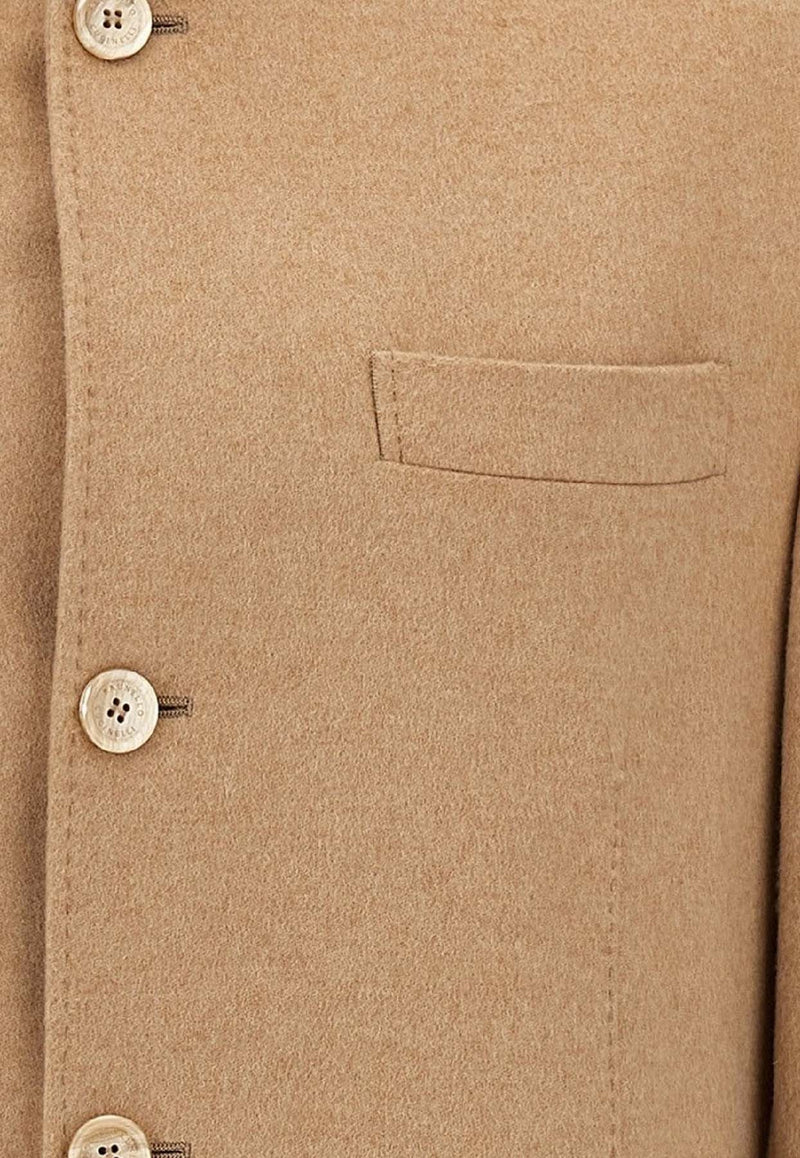 Brunello Cucinelli Cashmere-Blend Buttoned Coat Beige MQ4116265C001_BLUNAVY_38415164