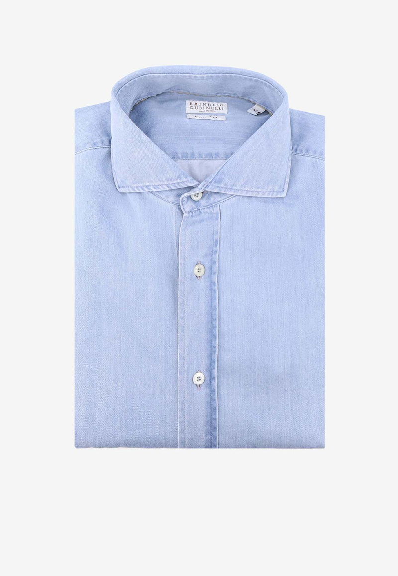 Brunello Cucinelli Buttoned Denim Shirts Light Blue MR6830627C008_Denim_38415056