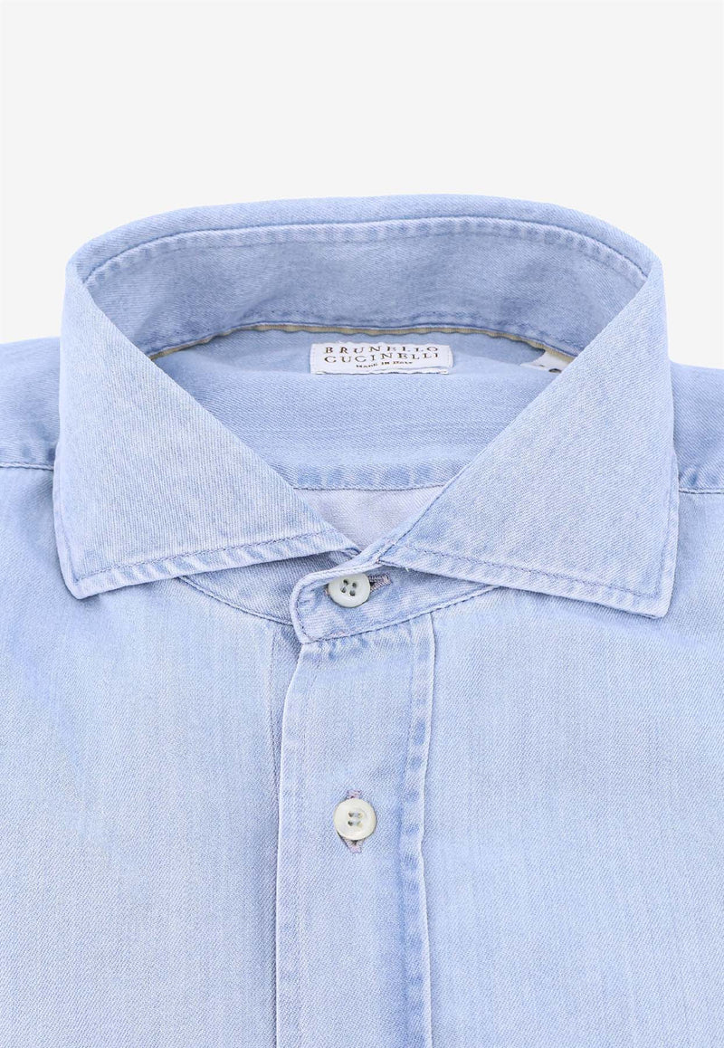 Brunello Cucinelli Buttoned Denim Shirts Light Blue MR6830627C008_Denim_38415056