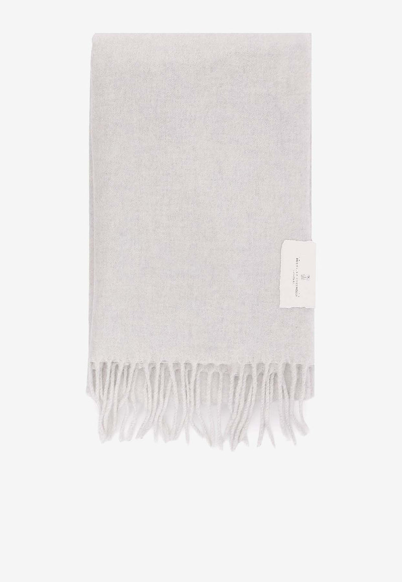 Brunello Cucinelli Logo Label Cashmere Scarf Gray MSCDVSW01C2719_Light Grey_38415080