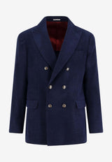 Brunello Cucinelli Double-Breasted Wool-Blend Blazer Blue MV4157BPD2C011_ZAFFIRO_38332525