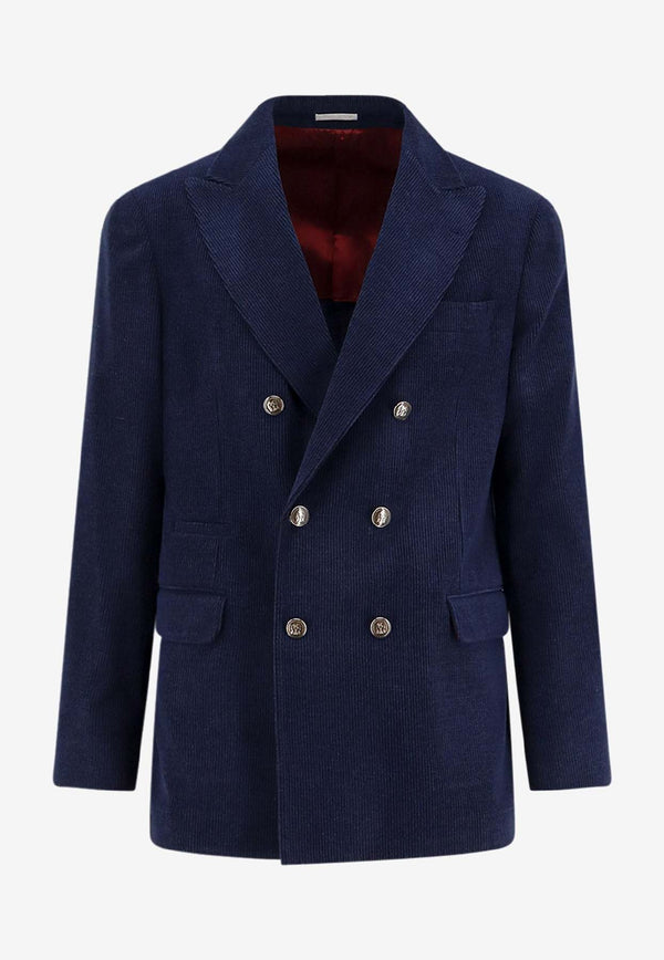 Brunello Cucinelli Double-Breasted Wool-Blend Blazer Blue MV4157BPD2C011_ZAFFIRO_38332525