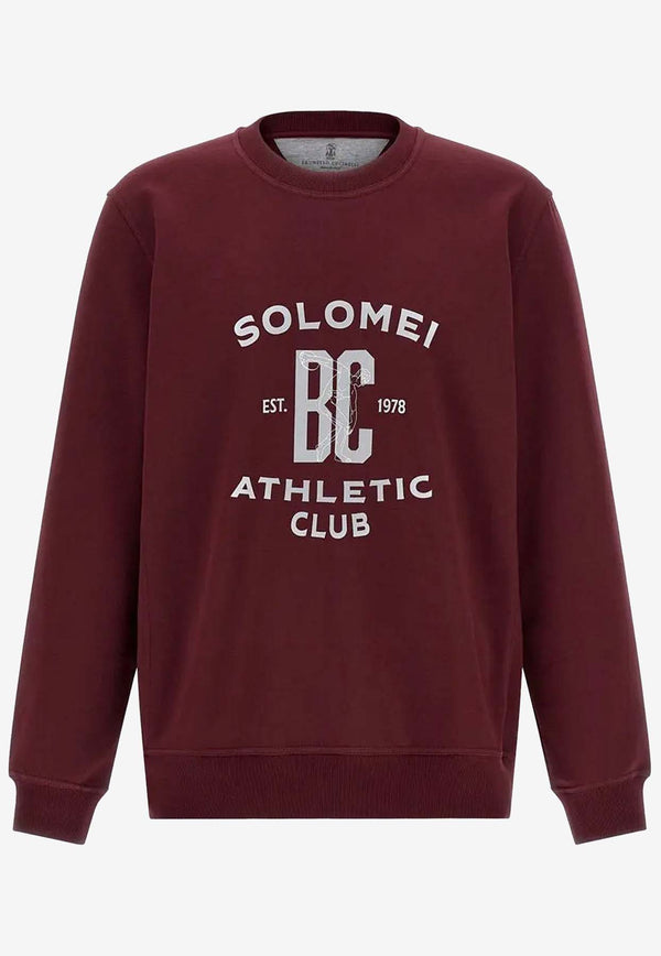 Brunello Cucinelli Printed Crewneck Sweatshirt Maroon MW8633380GC3985_Pink_38415190