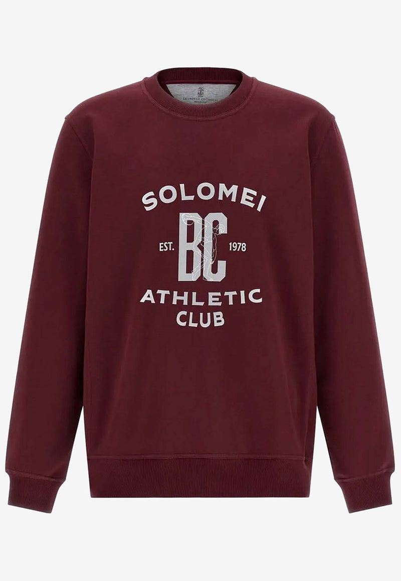Brunello Cucinelli Printed Crewneck Sweatshirt Maroon MW8633380GC3985_Pink_38415190