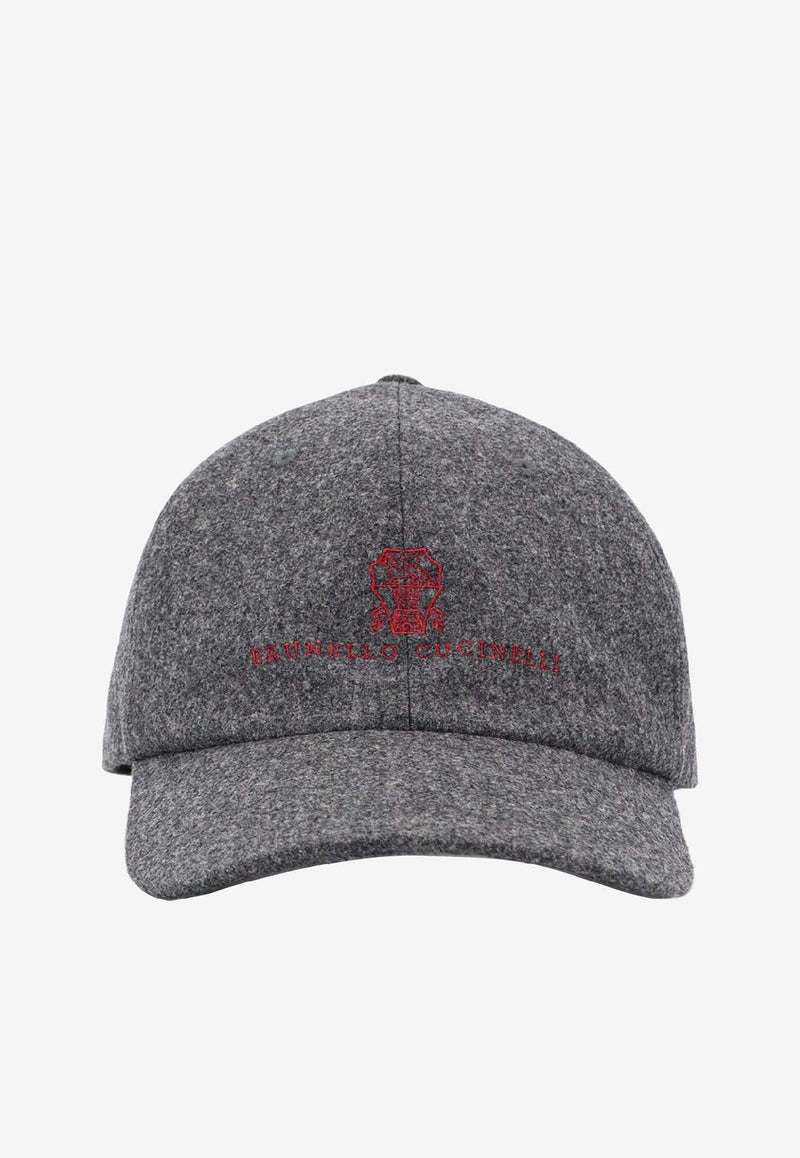 Brunello Cucinelli Logo Wool Baseball Cap Gray M038P9850CVS87_GRIGIO SCURO ROSSO_30012871