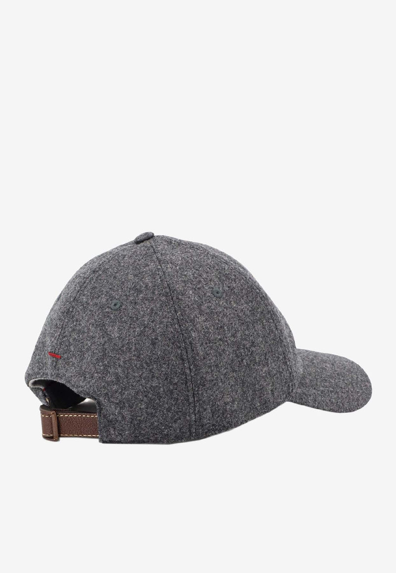 Brunello Cucinelli Logo Wool Baseball Cap Gray M038P9850CVS87_GRIGIO SCURO ROSSO_30012871