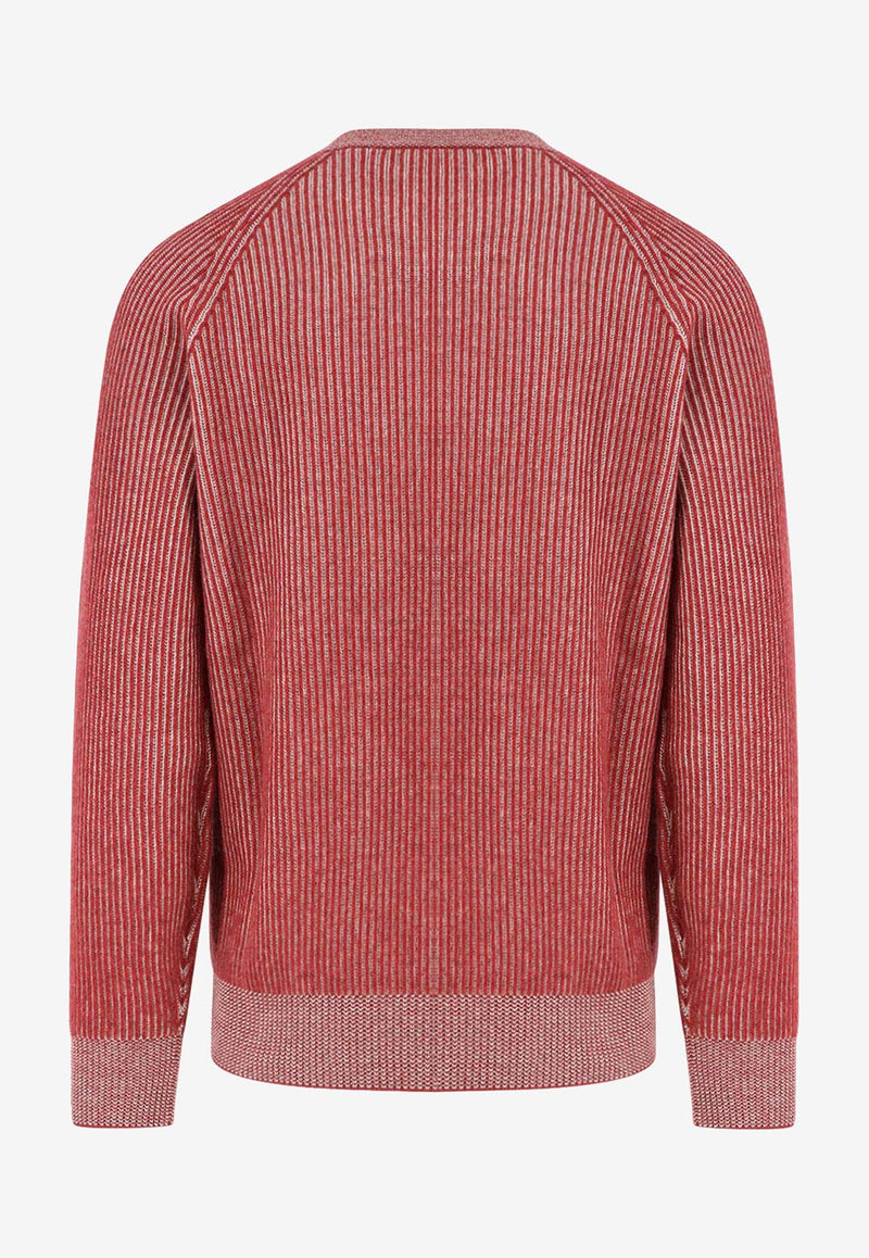 Brunello Cucinelli Ribbed Knit Cashmere Sweater Red M22700500CVI50_Brown_38415170