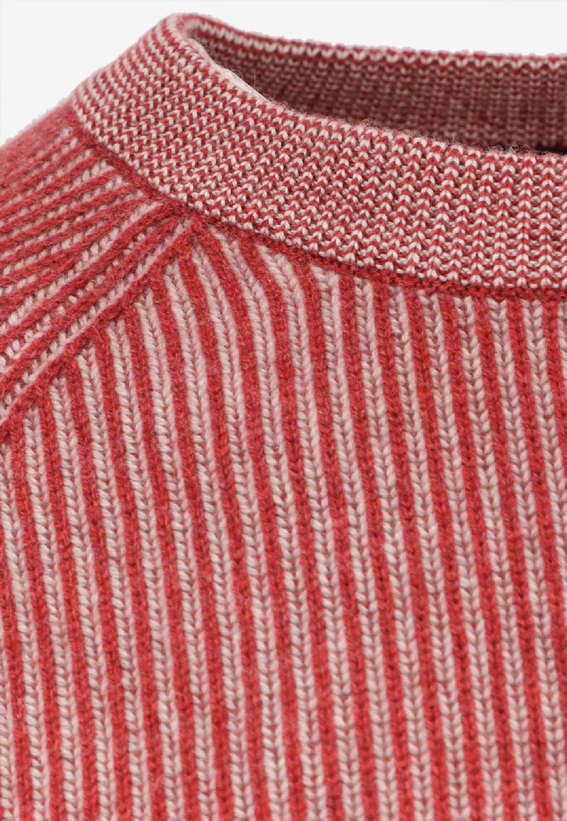 Brunello Cucinelli Ribbed Knit Cashmere Sweater Red M22700500CVI50_Brown_38415170